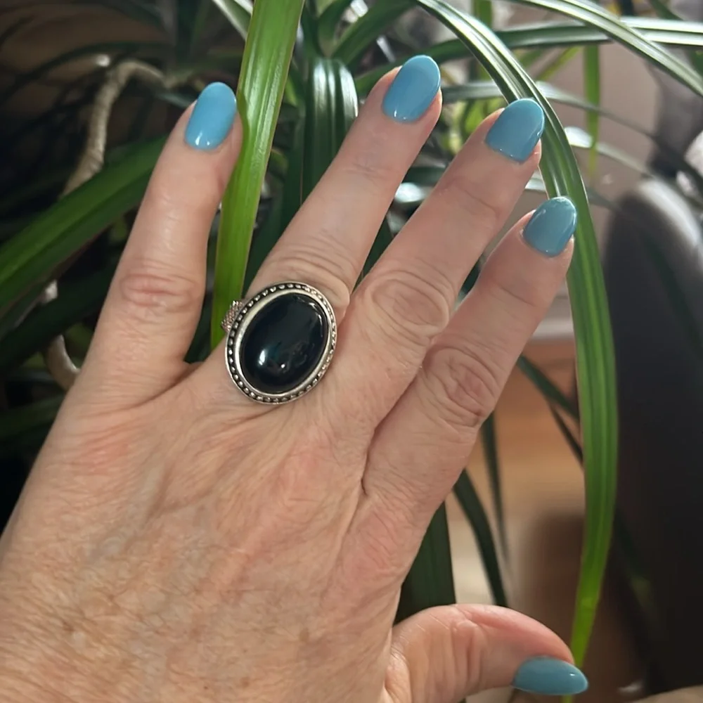 Vintage Black Onyx 925 Ring